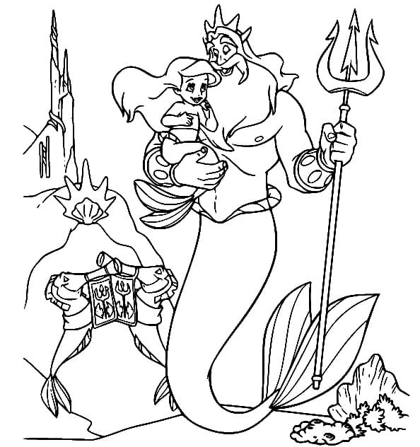 Målarbild Kung Triton och Ariel