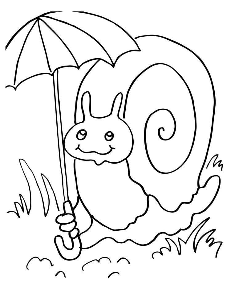 Målarbild Snigel med Paraply