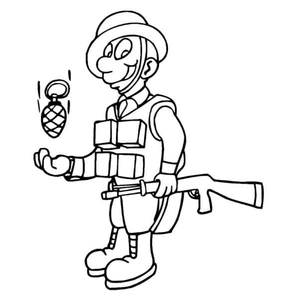 Målarbild Soldat med en Granat