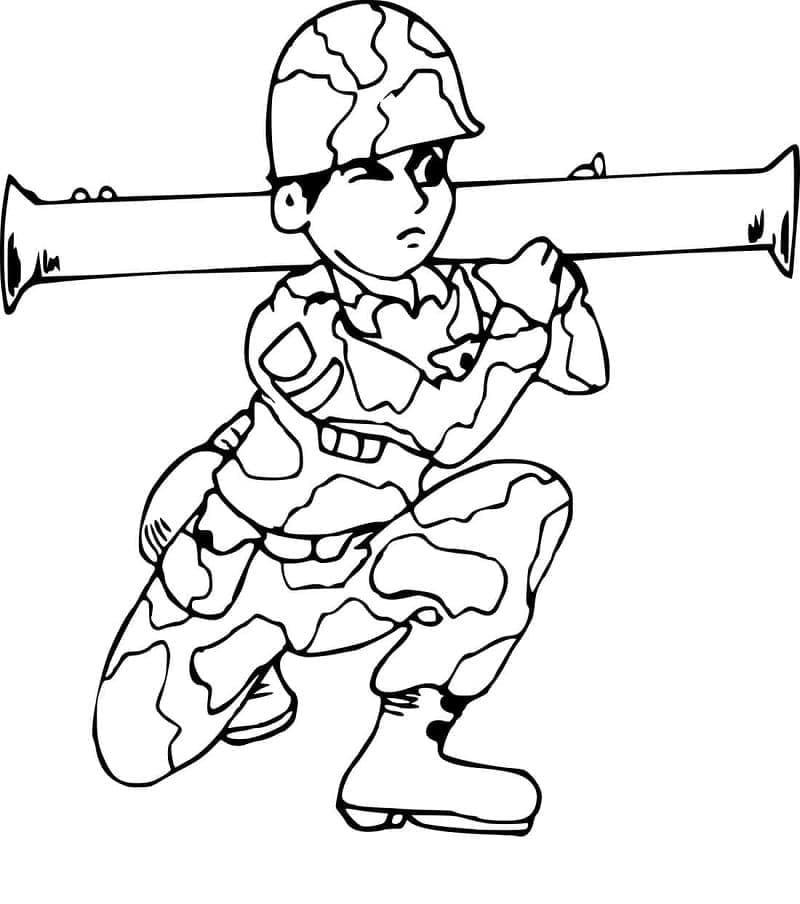 Målarbild Soldat och Bazooka