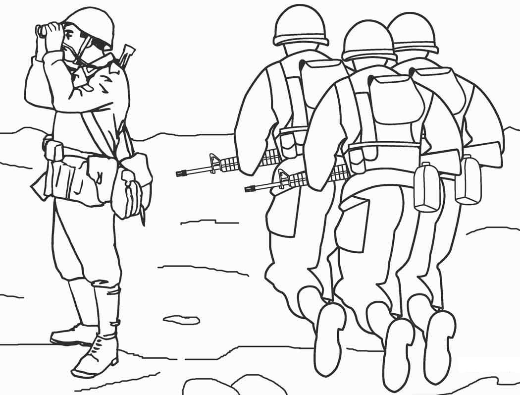 Målarbild Soldater Under Träning