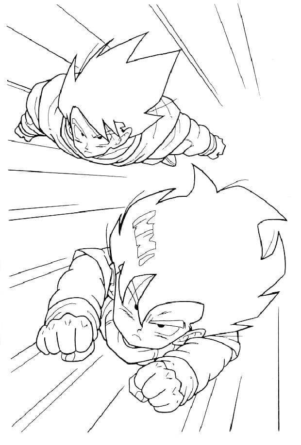 Målarbild Son-Goku och Son-Gohan