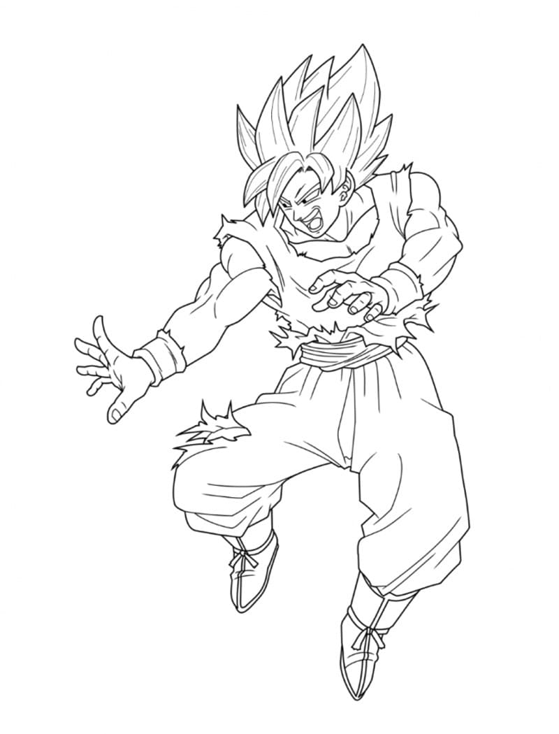 Målarbild Son Goku Super-saiyajin