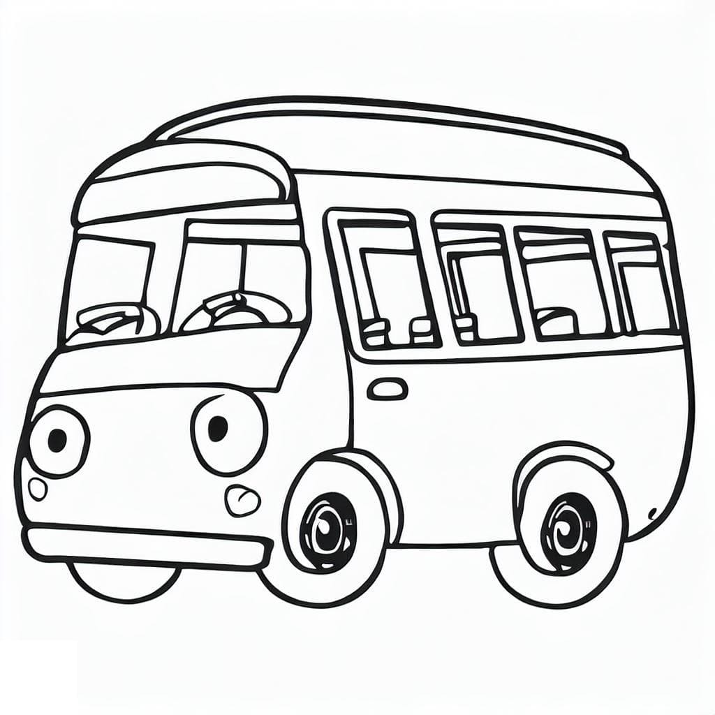 Målarbild Tecknad Buss