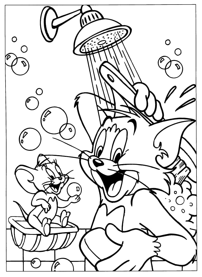 Målarbild Tom och Jerry Duschar