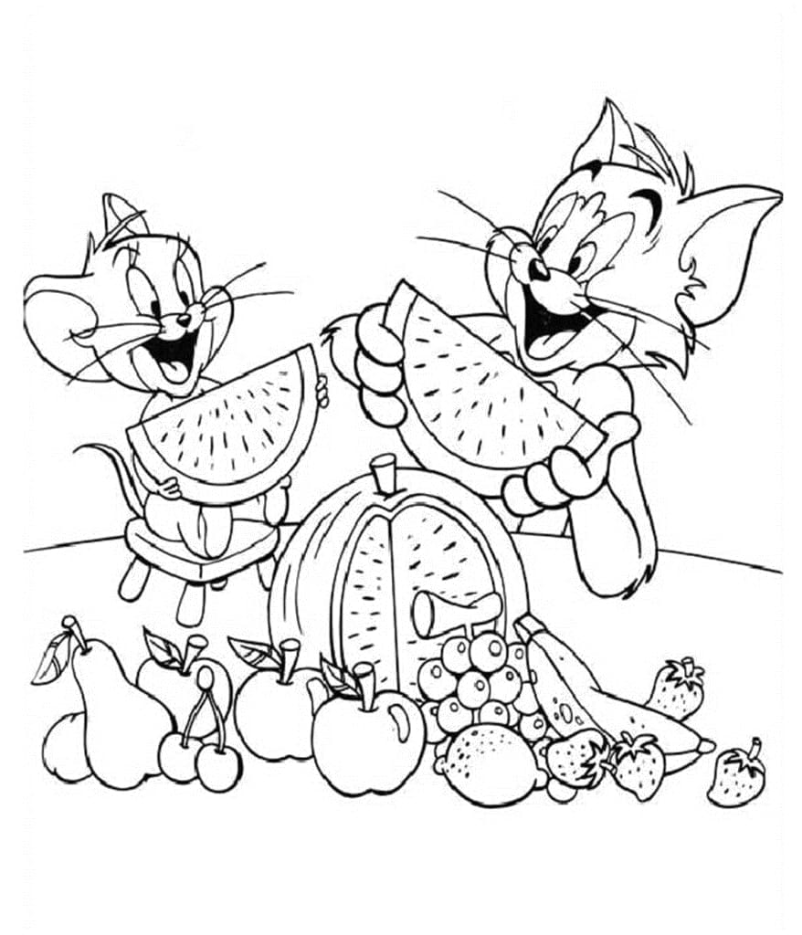 Målarbild Tom och Jerry med Frukt