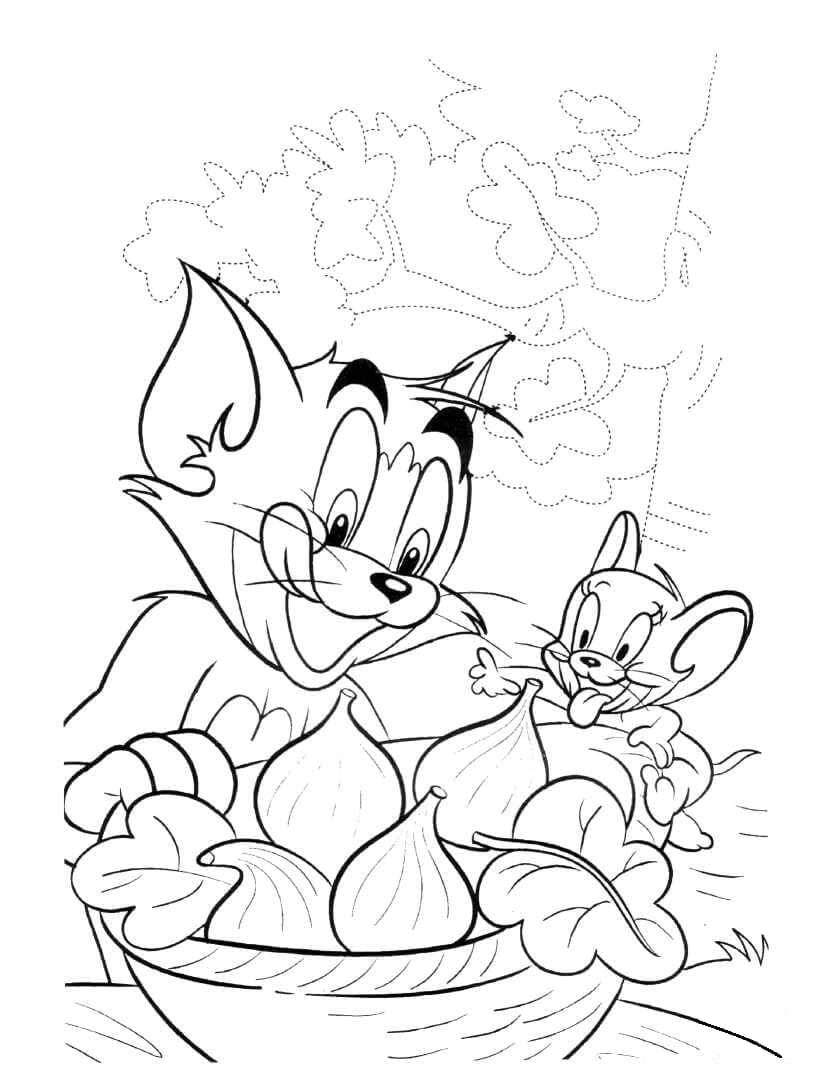 Målarbild Tom och Jerry med Grönsaker