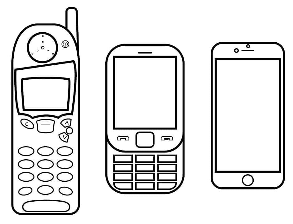Målarbild Tre Telefoner