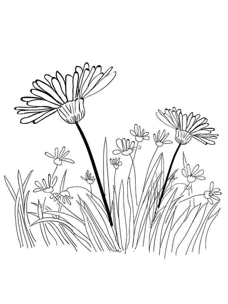 Målarbild Blommor med Gräs