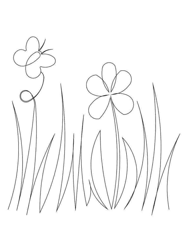 Målarbild Blommor och Gräs