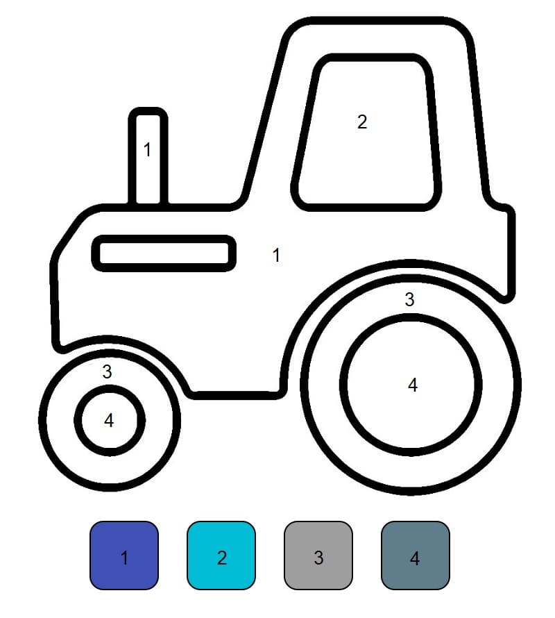 Målarbild En Enkel Traktor Måla Efter Nummer