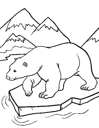 Målarbild En Isbjörn På Is