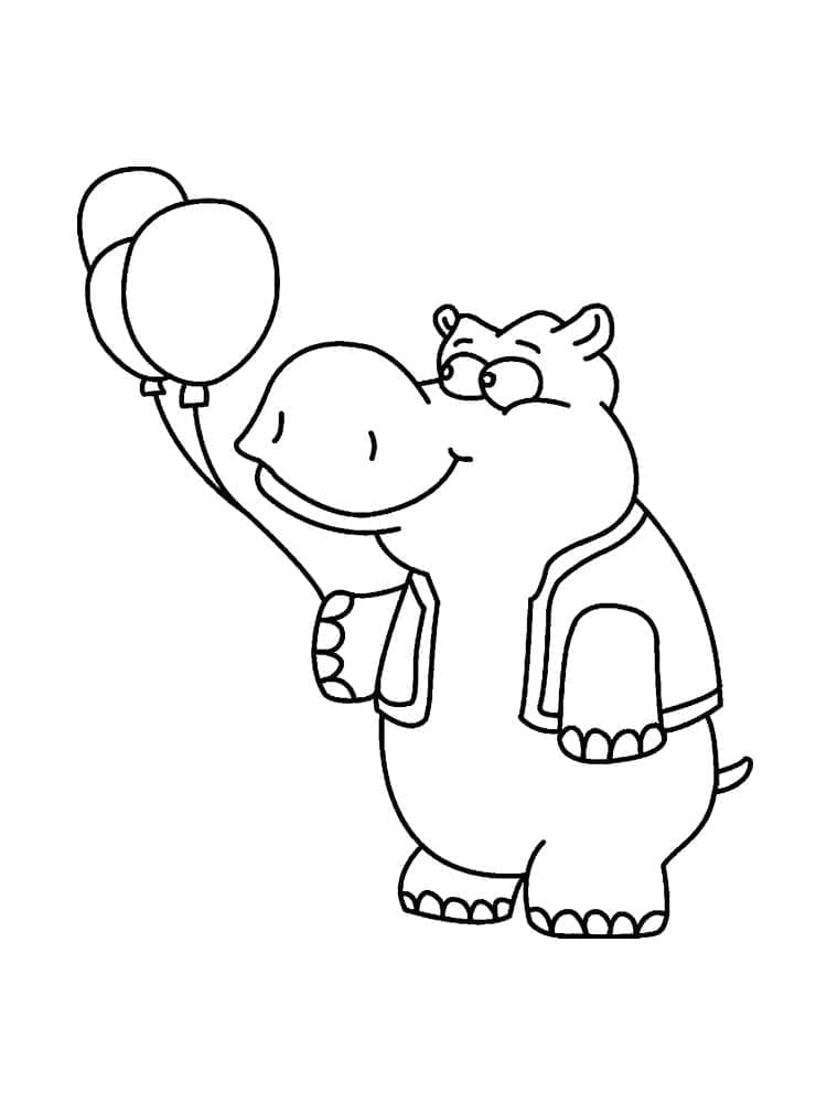 Målarbild Flodhäst och Ballonger