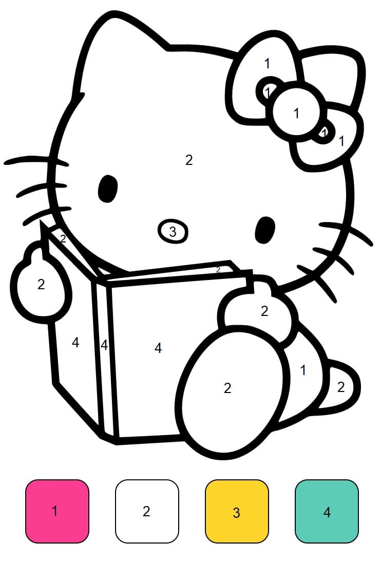 Målarbild Hello Kitty Läser Bok Måla efter nummer