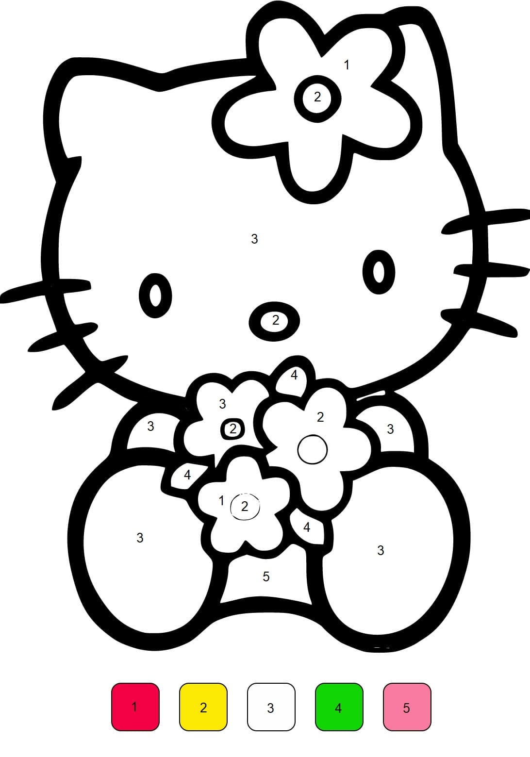 Målarbild Hello Kitty med Blommor Måla efter nummer