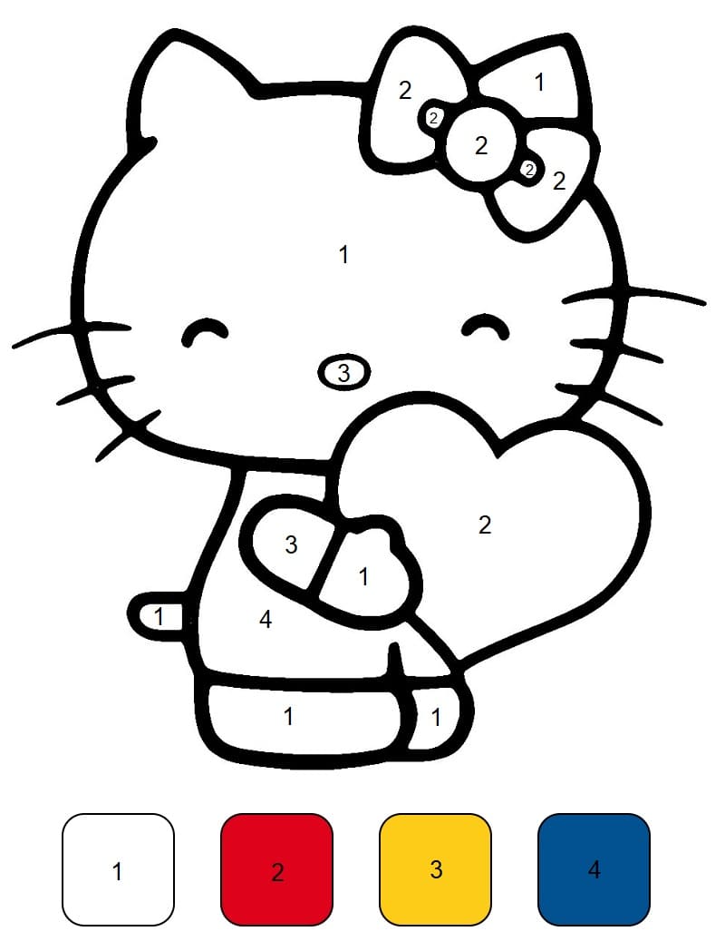 Målarbild Hello Kitty med Hjärta Måla efter nummer
