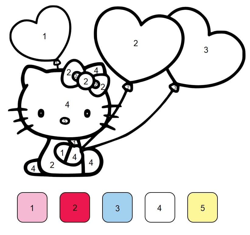 Målarbild Hello Kitty och Ballonger Måla efter nummer