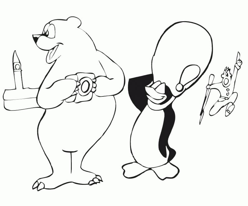 Målarbild Isbjörn och Pingvin