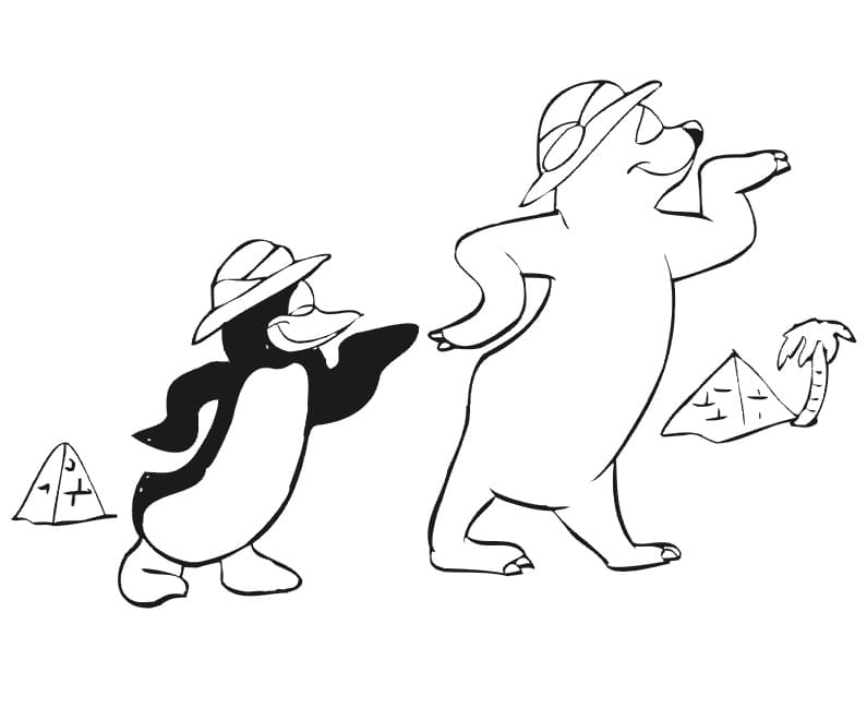 Målarbild Pingvin och Isbjörn