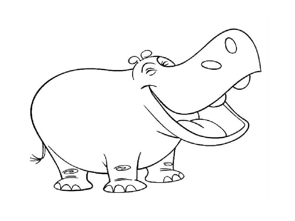 Målarbild Tecknad Flodhäst