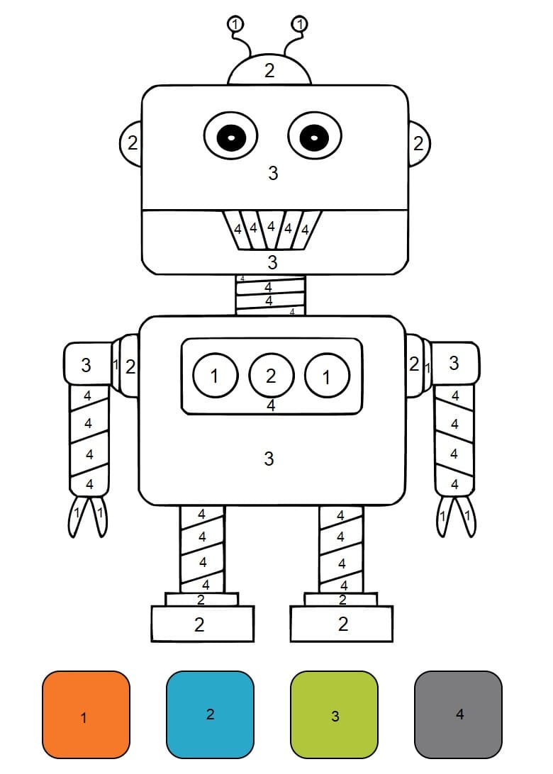Målarbild Tecknad Robot Måla efter nummer