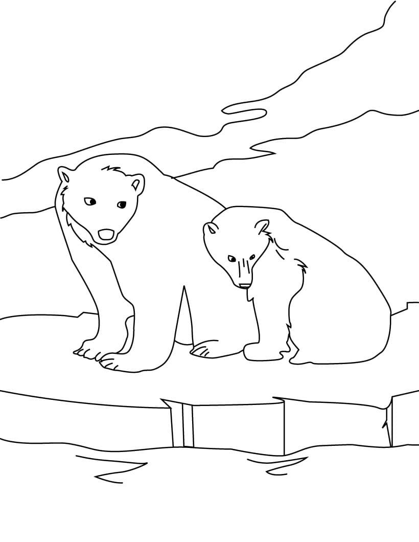 Målarbild Två Isbjörnar