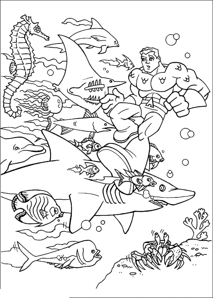 Målarbild Aquaman Gratis för Barn
