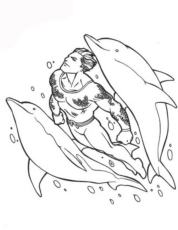 Målarbild Aquaman och Delfiner