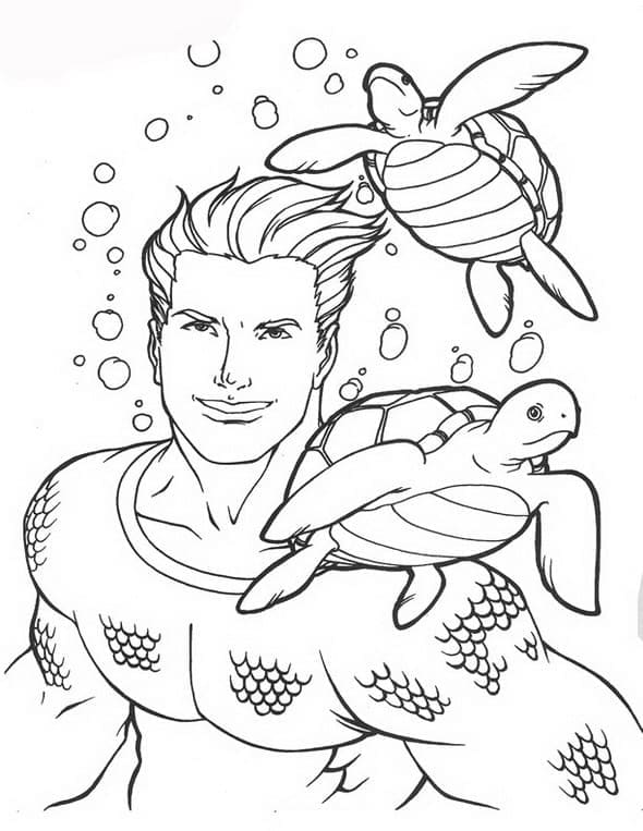 Målarbild Aquaman och Sköldpaddor