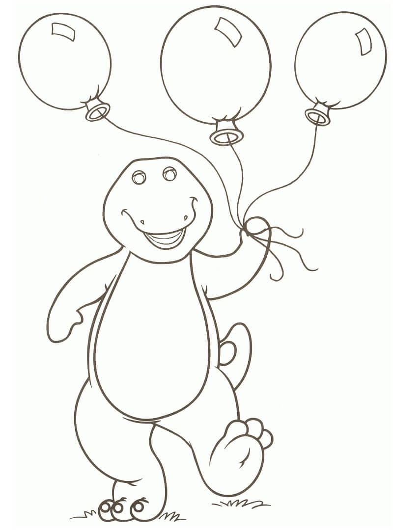 Målarbild Barney och Ballonger - Skiv ut gratis på malarbilder.se