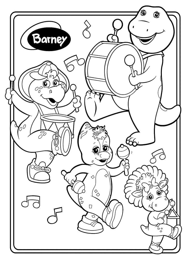 Målarbild Barney och Vänner Gratis för Barn