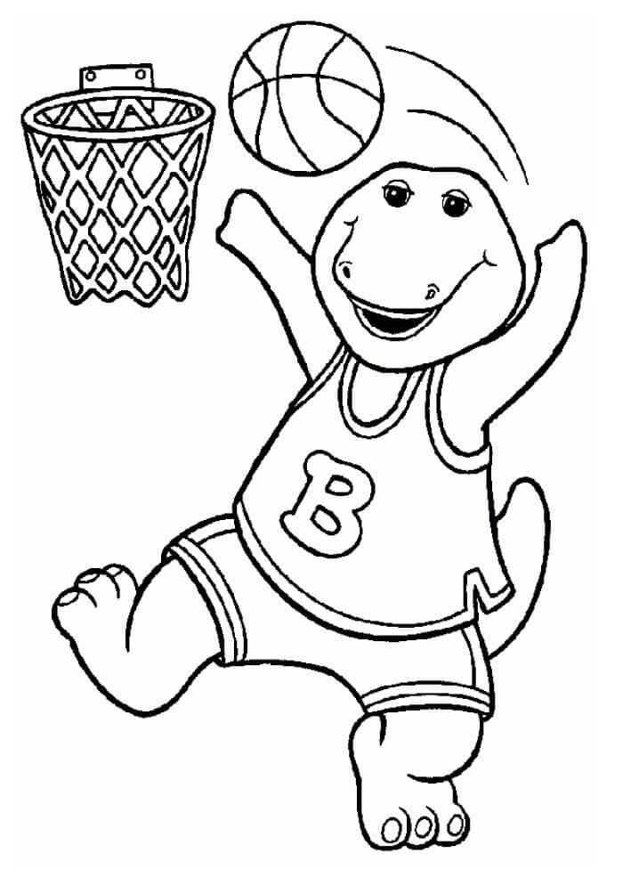 Målarbild Barney Spelar Basket