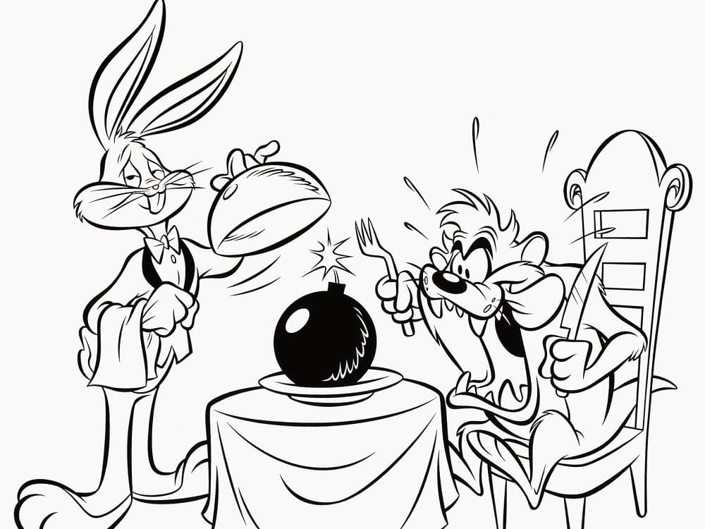 Målarbild Bugs Bunny and Taz coloring