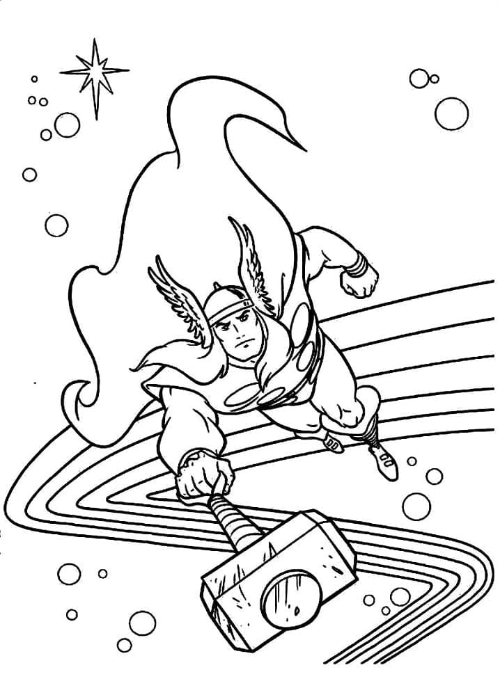 Målarbild Flygande Thor