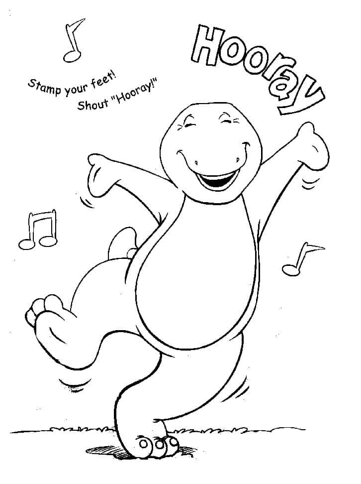 Målarbild Glad Barney - Skiv ut gratis på malarbilder.se