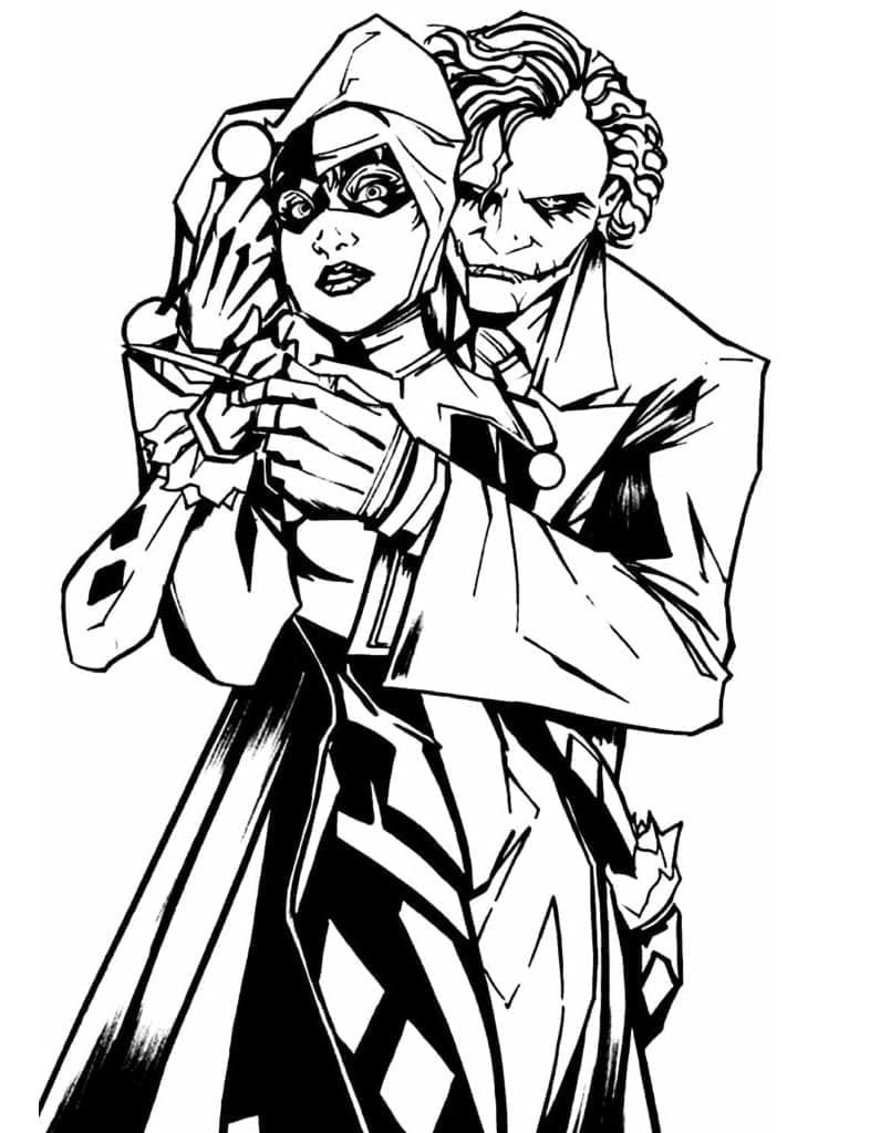 Målarbild Harley Quinn och Jokern