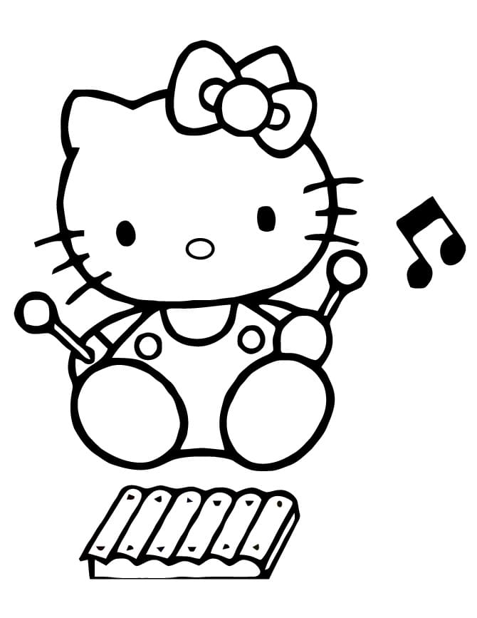 Målarbild Hello Kitty och Xylofon