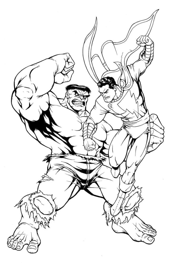 Målarbild Hulk vs Shazam