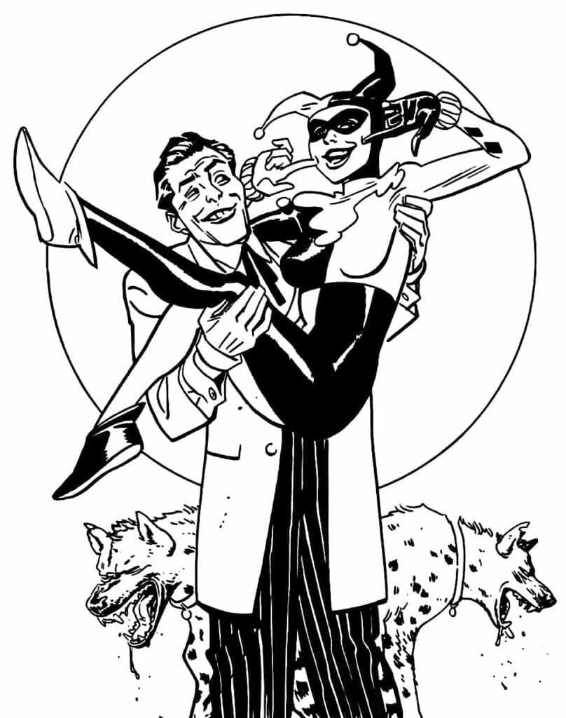 Målarbild Jokern och Harley Quinn