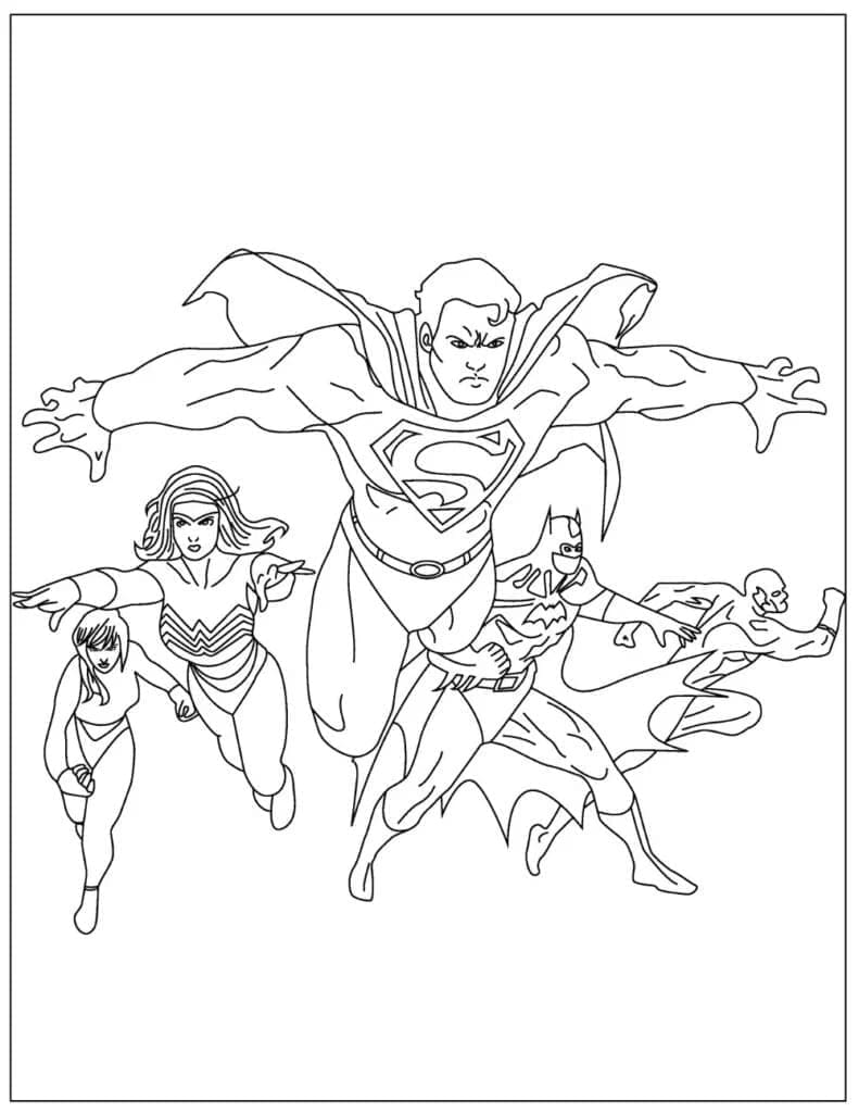 Målarbild Justice League-medlemmar