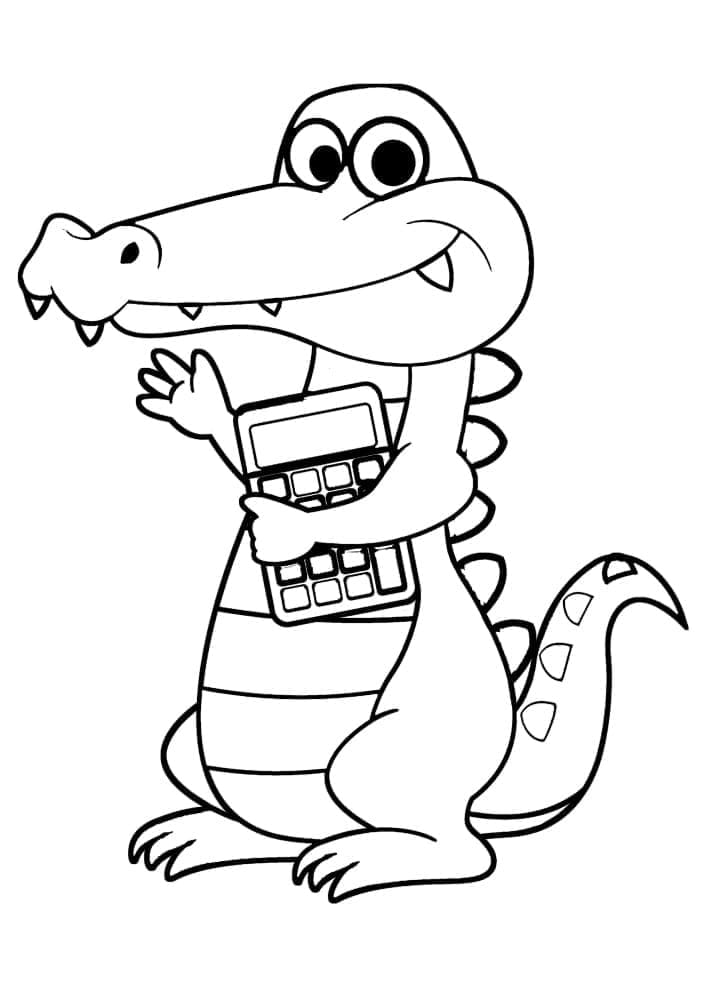 Målarbild Krokodil med en Miniräknare