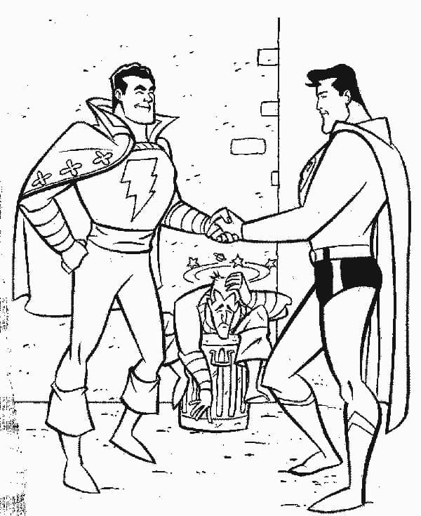 Målarbild Shazam och Superman