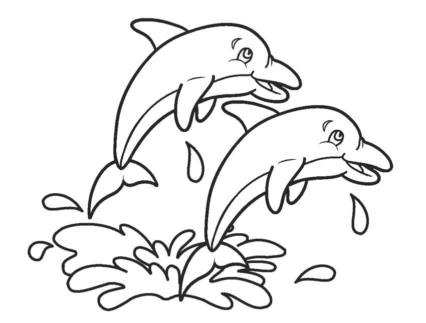 Målarbild Två Delfiner