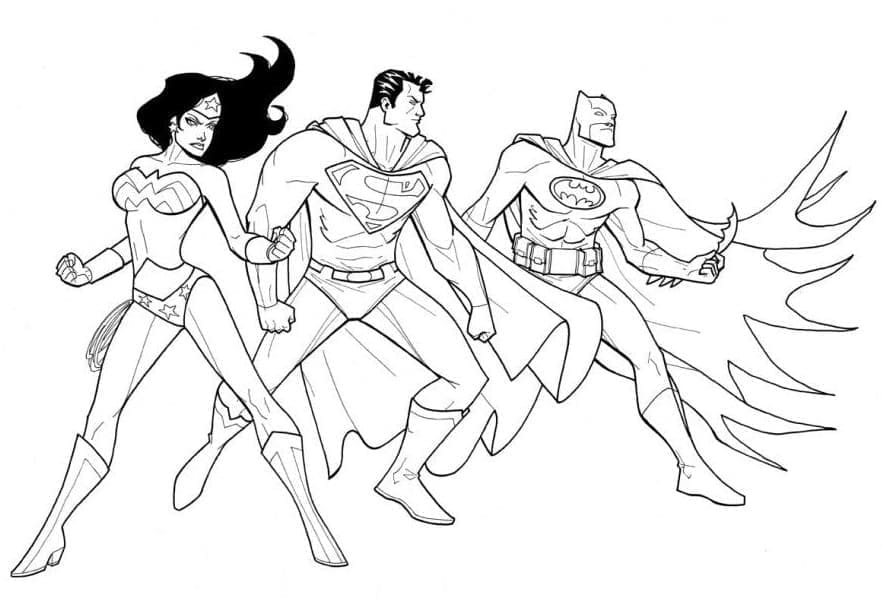 Målarbild Wonder Woman, Stålmannen och Batman