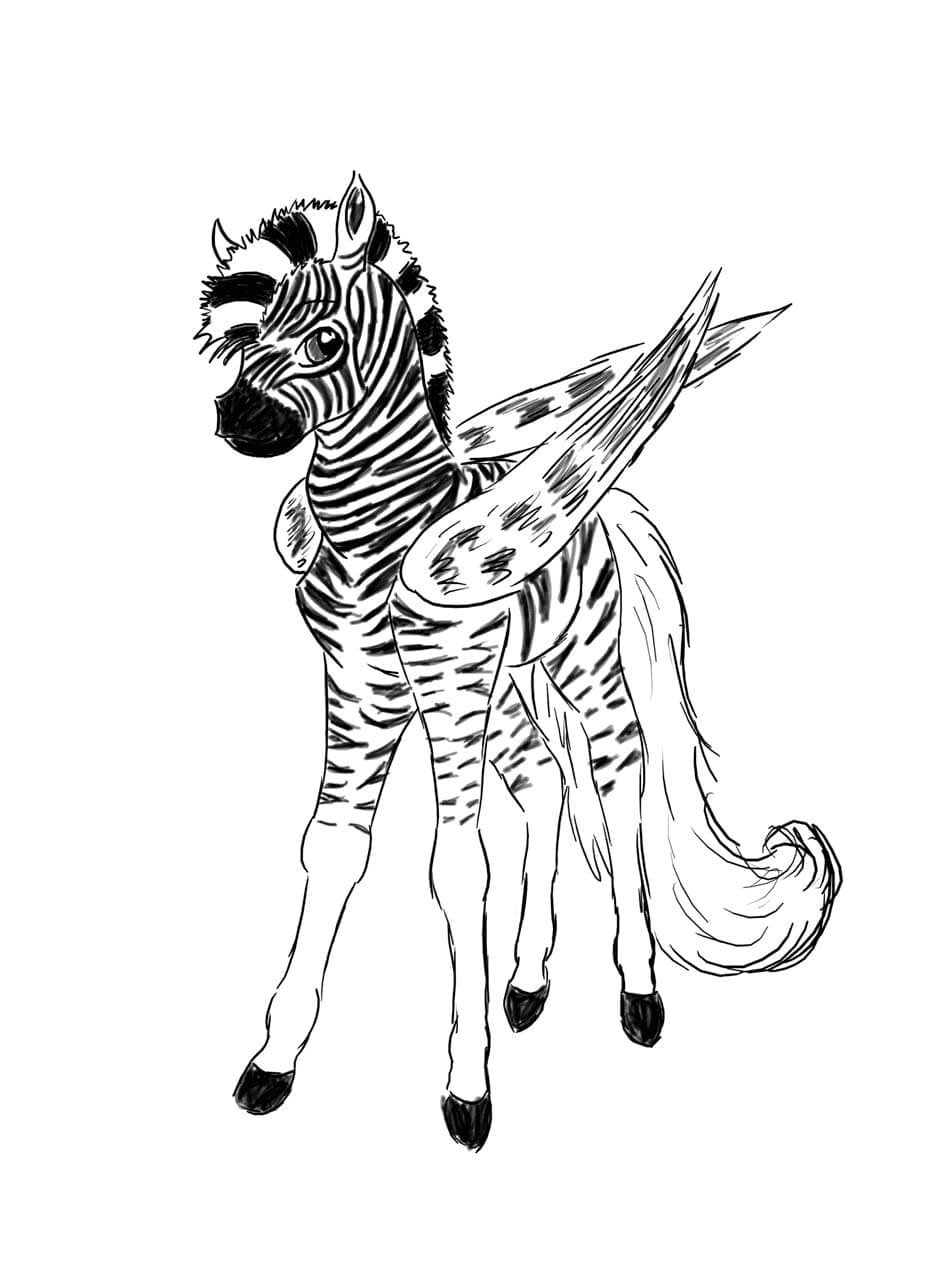 Målarbild Zebra med Vingar