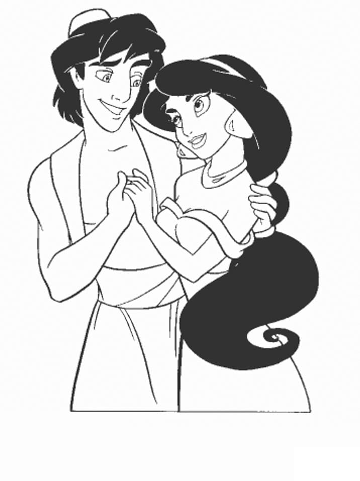 Målarbild Aladdin och Jasmine
