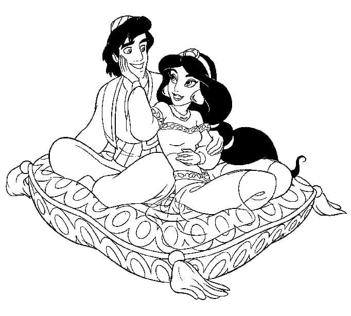 Målarbild Aladdin och Prinsessan Jasmine
