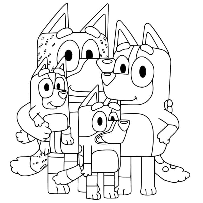 Målarbild Blueys Familj