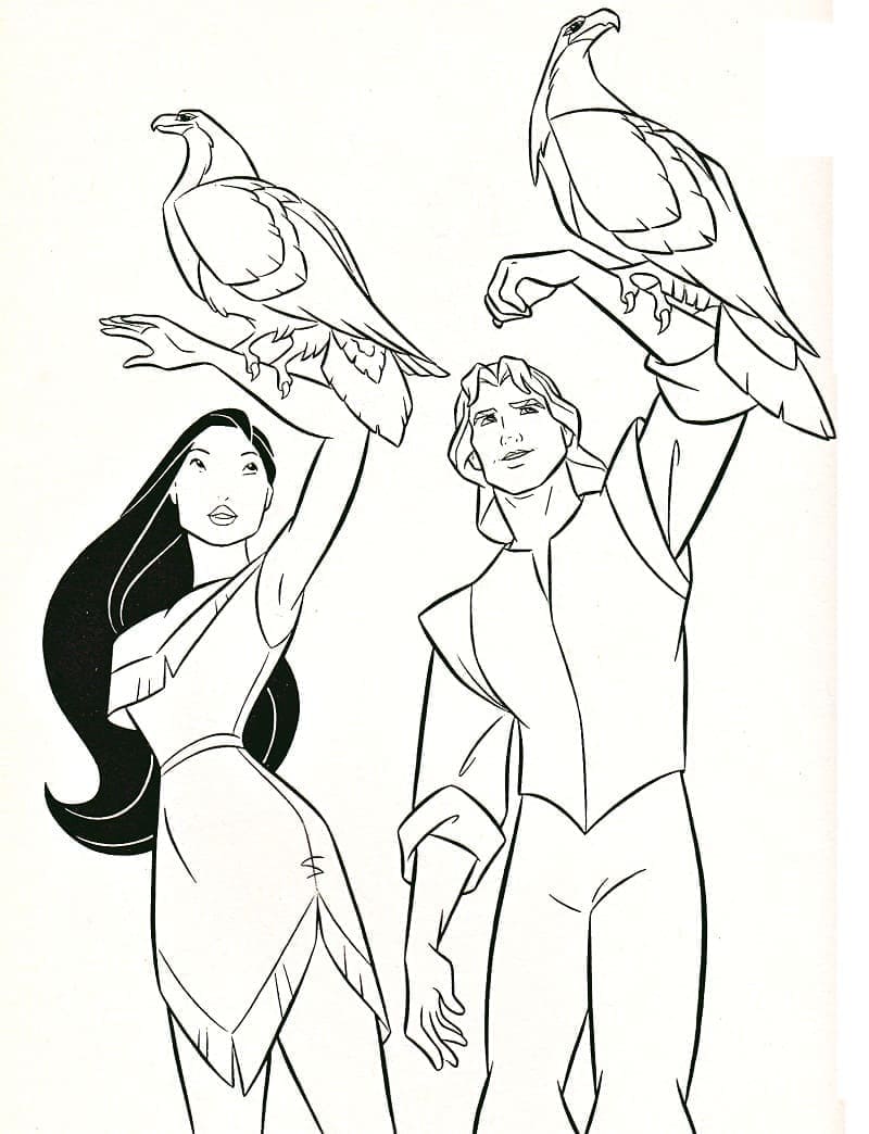 Målarbild Pocahontas med John Smith