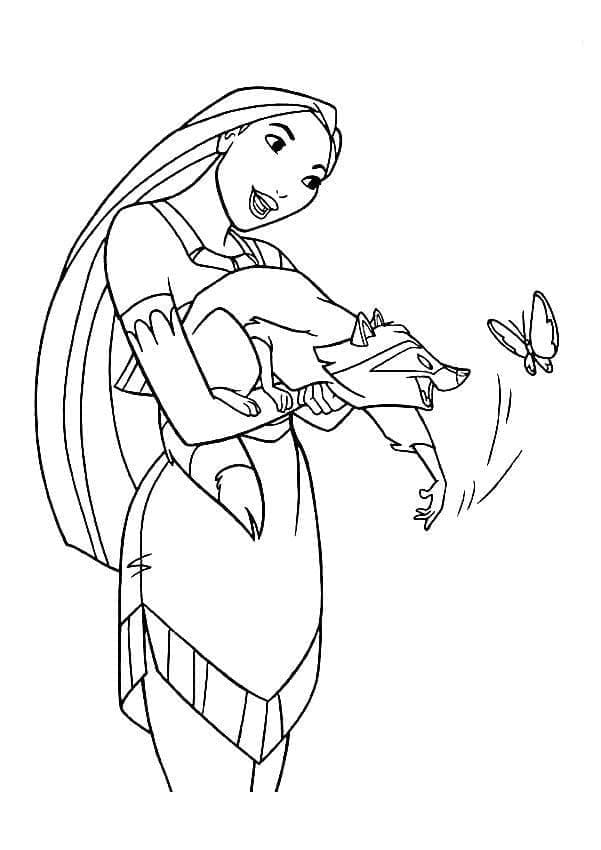Målarbild Pocahontas och Meeko